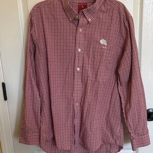 Antigua Red and White Gingham Button Down Shirt
